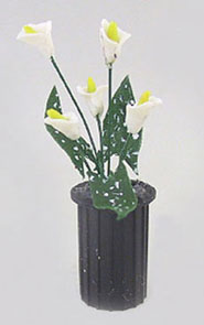 Dollhouse Miniature Vase Black with Calla Lilies